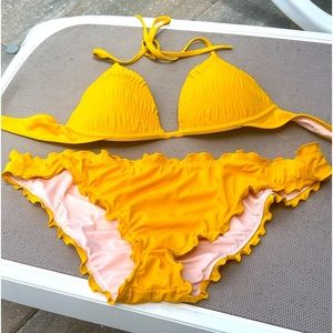 Gold Ruffle Bikini Top & Bottom
